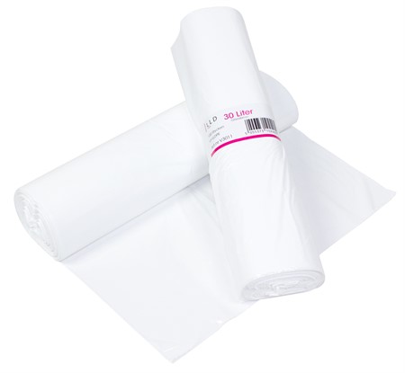 Papperskorgspåse 30L Vit LLD, 520x580mm, 100st/rl, 10rl/kart